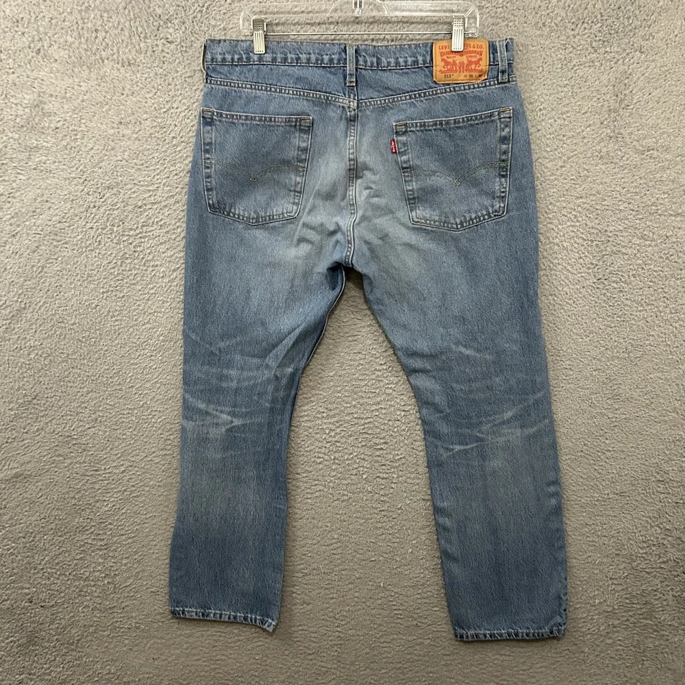 Levis Jeans Mens 36x30 Blue Denim 513 Slim Straight Stretch American Light Wash